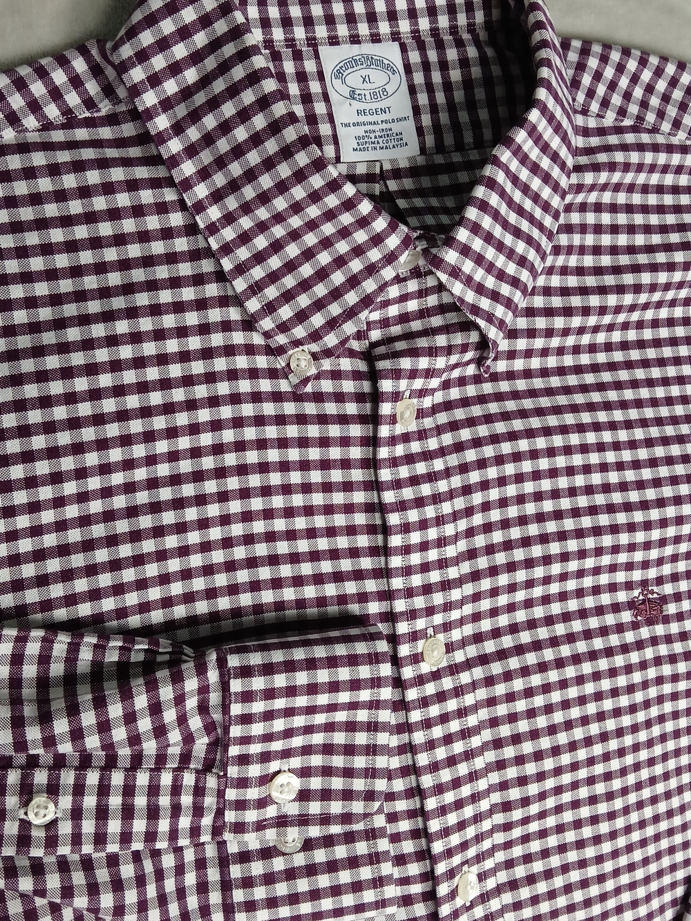 Brooks Brothers Regent Oxford Button Down Shirt XL Men's Gingham Check